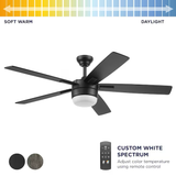 Harbor Breeze Boltz III Easy2Hang 52-in Matte Black Color-changing Indoor Ceiling Fan with Light and Remote (5-Blade)