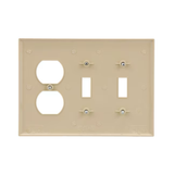 Eaton 3-Gang Midsize Ivory Polycarbonate Indoor Toggle/Duplex Wall Plate
