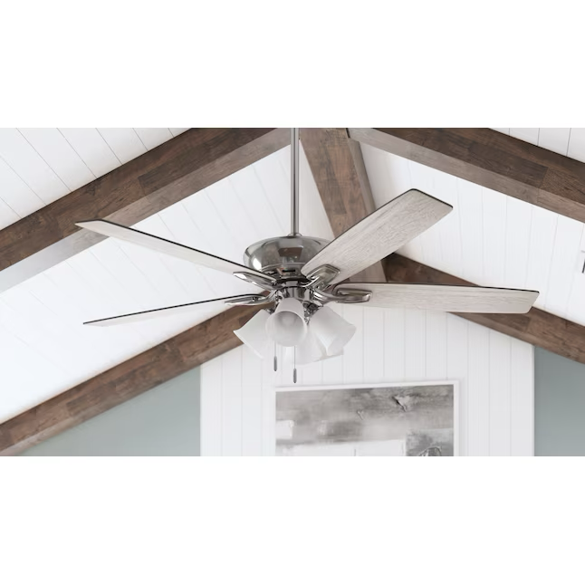 Harbor Breeze Macon Bay 62-in Brushed Nickel Indoor Ceiling Fan with Light (5-Blade)