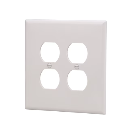 Eaton 2-Gang Jumbo Size White Plastic Indoor Duplex Wall Plate