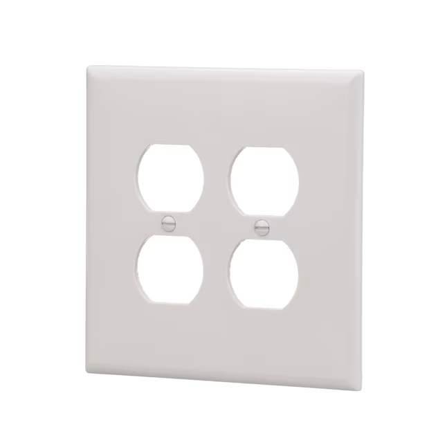 Eaton 2-Gang Jumbo Size White Plastic Indoor Duplex Wall Plate