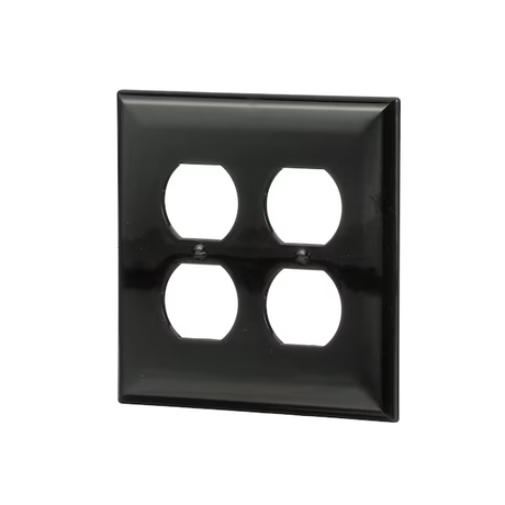 Eaton 2-Gang Midsize Black Polycarbonate Indoor Duplex Wall Plate
