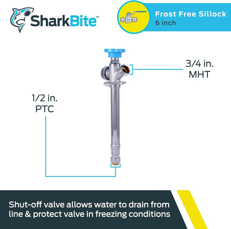 SharkBite Frost Free Sillcock 1/2-in x 3/4-in MHT 6-in