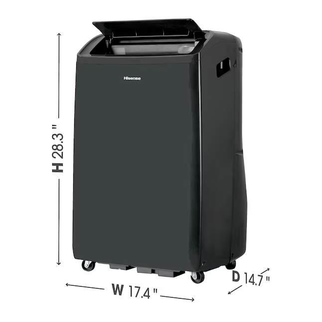 Hisense 10000-BTU DOE (115-Volt) Gray Vented Wi-Fi enabled Portable Air Conditioner with Heater with Remote Cools 550-sq ft