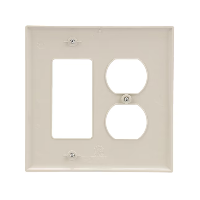 Eaton 2-Gang Midsize Light Almond Polycarbonate Indoor Duplex/Decorator Wall Plate