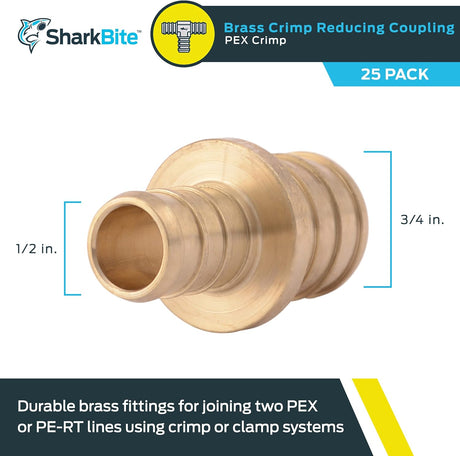 SharkBite 1/2 in. x 3/4 in. Brass Crimp Reducing Coupling