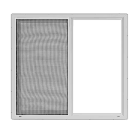 Project Source 10001 Series 35-1/2-in x 35-1/2-in x 3-in Jamb Left-operable Vinyl White Sliding Window Half Screen Included