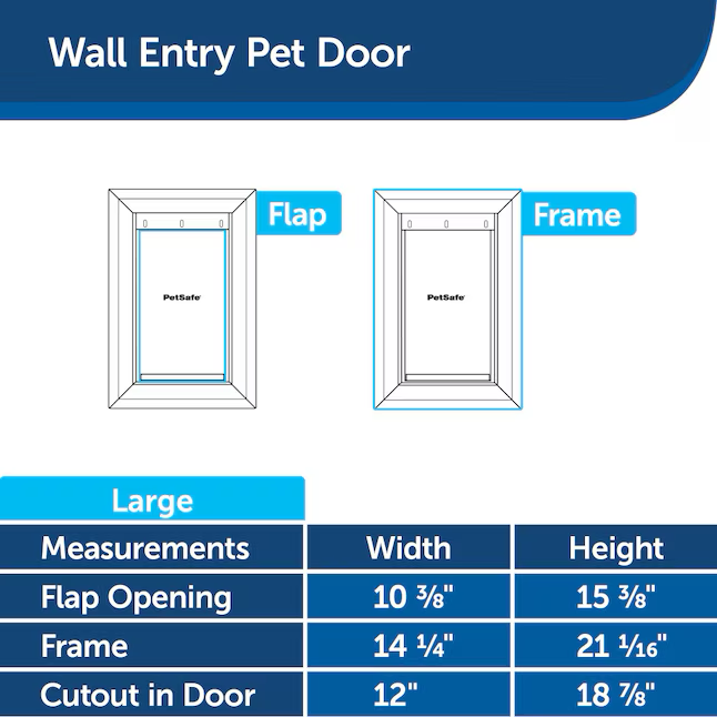 PetSafe 14-1/4-in x 21-1/16-in White Plastic Large Dog/Cat Door for Wall