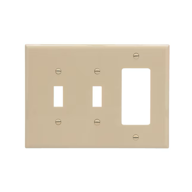 Eaton 3-Gang Midsize Ivory Polycarbonate Indoor Toggle/Decorator Wall Plate