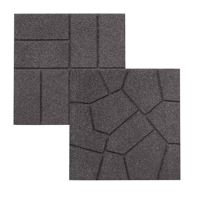 Rubberific 16-in L x 16-in W x 0.75-in H Square Gray Rubber Paver