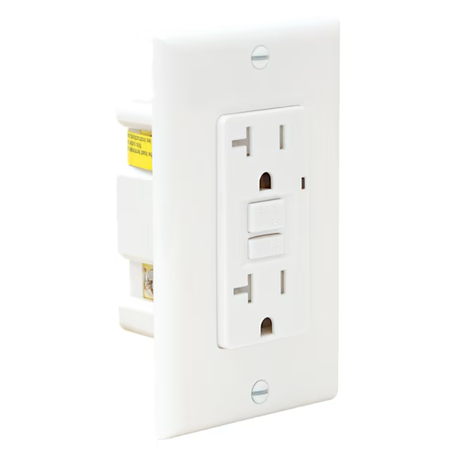 EZ-FLO 20-Amp 125-Volt Recessed GFCI Residential Duplex Outlet with Wall Plate, White