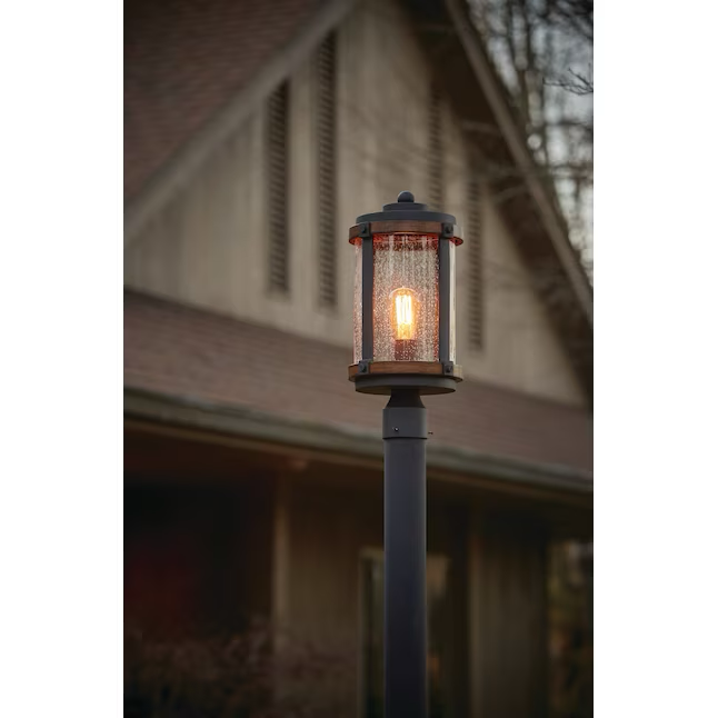 Kichler Barrington 17.88-in Distressed Black and Wood Rustic Outdoor Post Light
