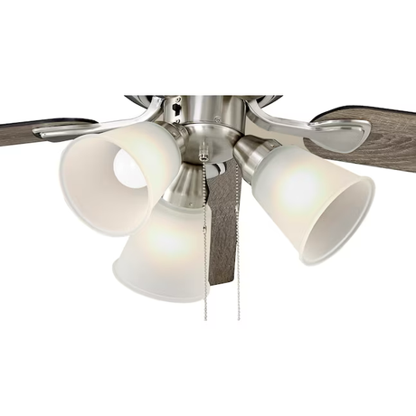 Harbor Breeze Sailor Bay 52-in Brushed Nickel Indoor Downrod or Flush Mount Ceiling Fan with Light (5-Blade)