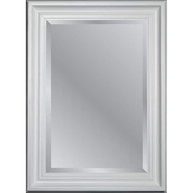 allen + roth 31.75-in W x 43.75-in H White Beveled Wall Mirror