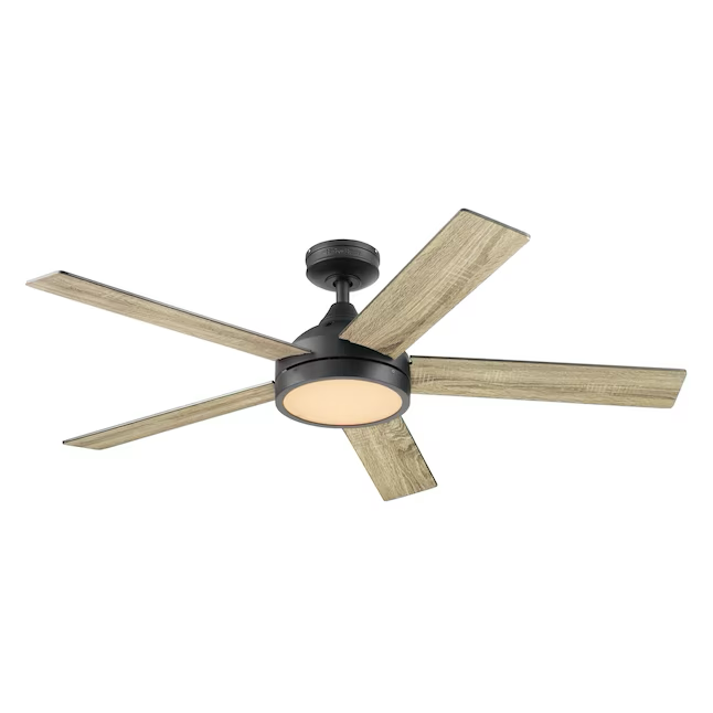 Harbor Breeze Camden 52-in Matte Black Indoor Ceiling Fan with Light and Remote (5-Blade)
