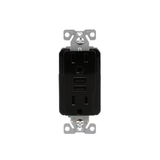 Eaton 15-Amp 125-volt Tamper Resistant Residential/Commercial Decorator USB Outlet Dual Type A, Black
