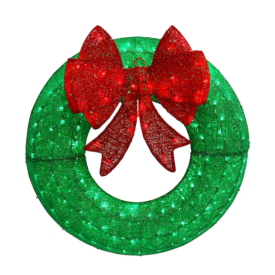 Holiday Living 3-ft LED Green Christmas Wreath with Red Bow – Saber Sales