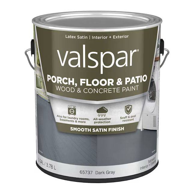 Valspar Dark Gray Satin Exterior Porch and Floor Paint (1-Gallon)