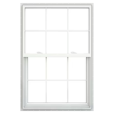 JELD-WEN V-2500 New Construction 31-1/2-in x 51-1/2-in x 3-in Jamb White Vinyl Low-e Single Hung Window with Grids Full Screen Included