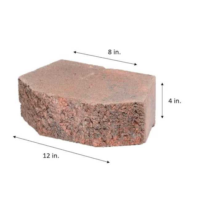 4-in H x 11.5-in L x 7.5-in D Red/Charcoal Concrete Retaining Wall Block