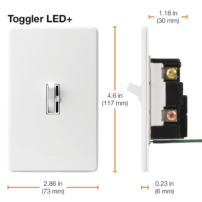 Lutron Toggler Single-pole/3-way LED Toggle Light Dimmer Switch, White