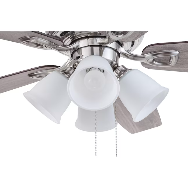 Harbor Breeze Notus 52-in Brushed Nickel Indoor Downrod or Flush Mount Ceiling Fan with Light (5-Blade)
