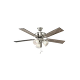 Harbor Breeze Sailor Bay 52-in Brushed Nickel Indoor Downrod or Flush Mount Ceiling Fan with Light (5-Blade)