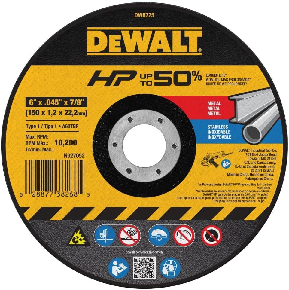 DeWalt Cutting Wheel 6 in. x .045 in. x 7/8 in. (DW8725)