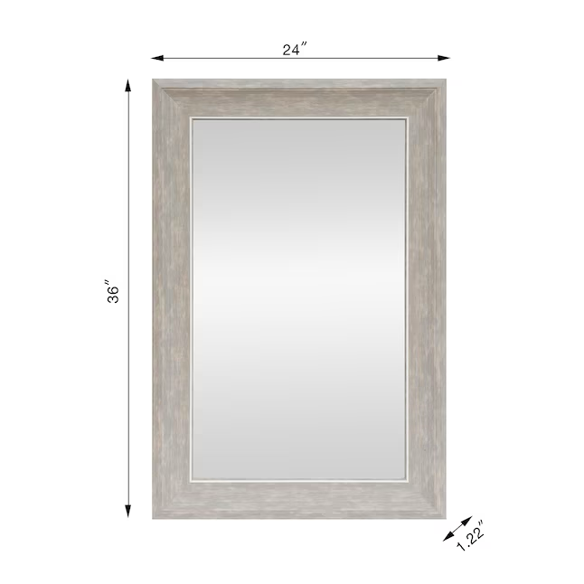 allen + roth 24-in W x 36-in H Wood Gray Framed Wall Mirror