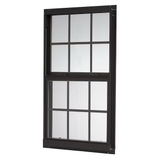 RELIABILT 46000 Series New Construction 35-1/2-in x 51-1/2-in x 2-5/8-in Jamb Black Aluminum Low-e Single Hung Window with Grids Half Screen Included