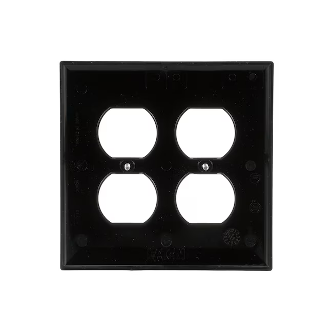 Eaton 2-Gang Midsize Black Polycarbonate Indoor Duplex Wall Plate