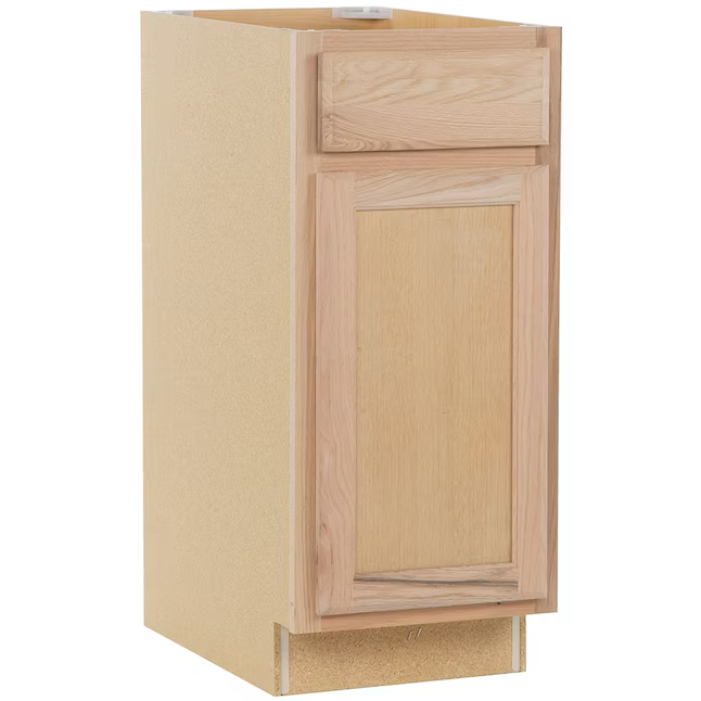 Project Source 15-in W x 35-in H x 23.75-in D Natural Unfinished Oak Door and Drawer Base Fully Assembled Cabinet (Flat Panel Square Door Style)
