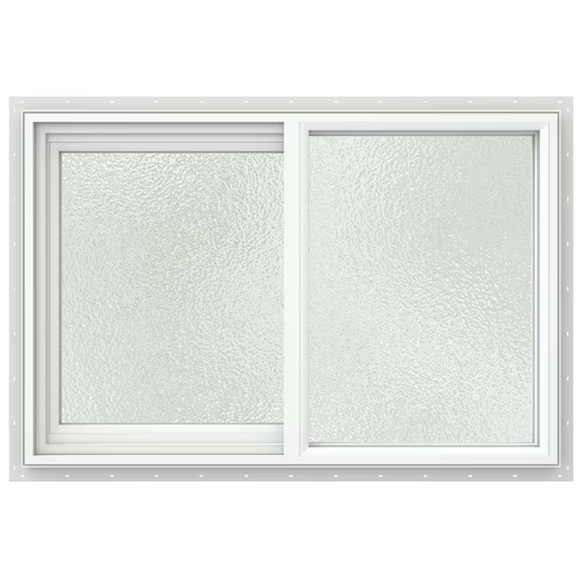 JELD-WEN V-2500 35-1/2-in x 23-1/2-in x 3-in Jamb Left-operable Vinyl White Sliding Window Full Screen Included
