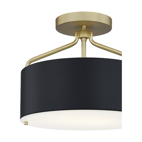 Quoizel Covington 2-Light 13-in Matte Black and Nouveau Gold Semi-Flush mount light