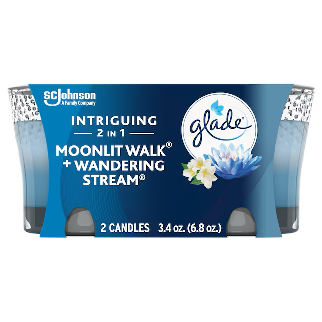 Glade 2-Pack 1-Wick Moonlit Walk and Wandering Stream Blue Jar Candle