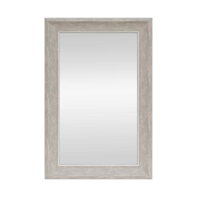 allen + roth 24-in W x 36-in H Wood Gray Framed Wall Mirror