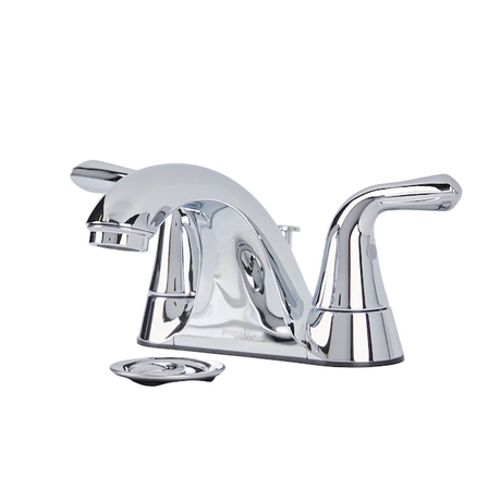 Project Source Dover Chrome 2-handle 4-in centerset WaterSense Mid-arc Bathroom Sink Faucet with Drain with Deck Plate