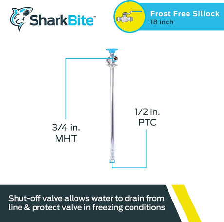 SharkBite SB Sillcock 1/2-in x 3/4-in MHT x 18-in Frost Free
