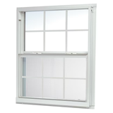 RELIABILT 46000 Series New Construction 35-1/2-in x 35-1/2-in x 2-5/8-in Jamb White Aluminum Low-e Single Hung Window with Grids Half Screen Included