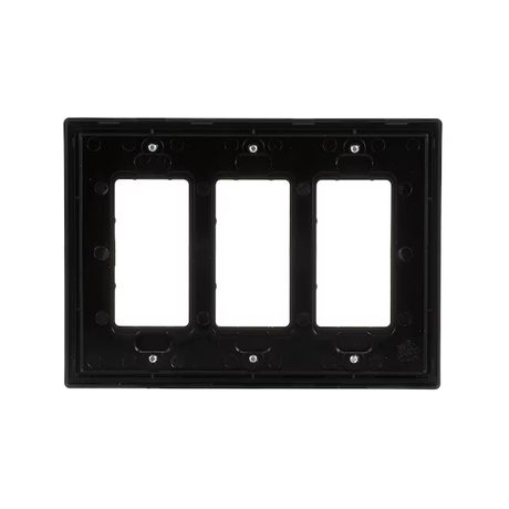 Eaton 3-Gang Midsize Black Polycarbonate Indoor Decorator Wall Plate