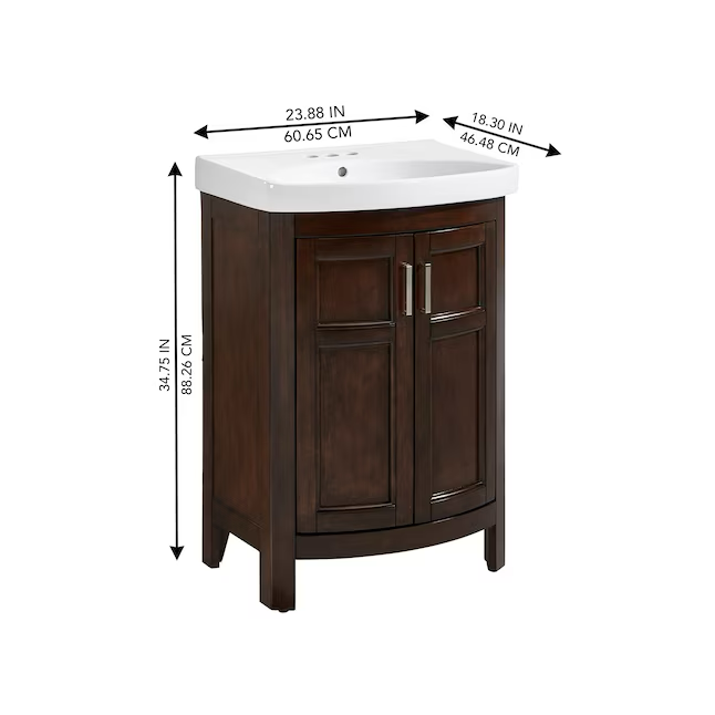 Style Selections Morecott 24-in Chocolate Single Sink Bathroom Vanity with White Vitreous China Top