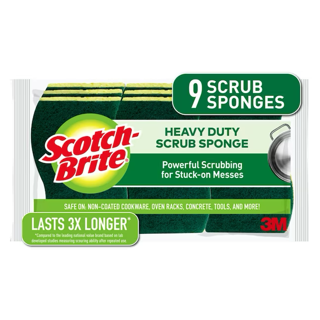 Scotch-Brite Heavy Duty Cellulose Sponge with Scouring Pad (9-Pack)