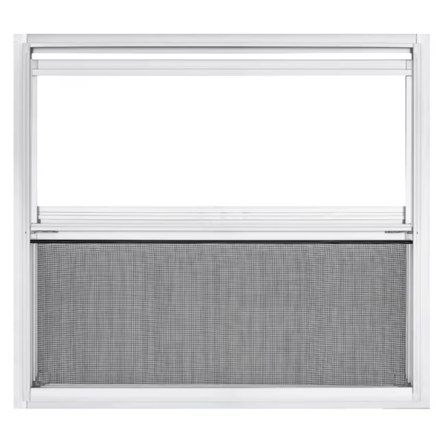 Project Source 40000 Series Replacement 30-in x 27-in x 1-3/4-in Jamb Aluminum Aluminum Single-glazed Single Hung Window Half Screen Included