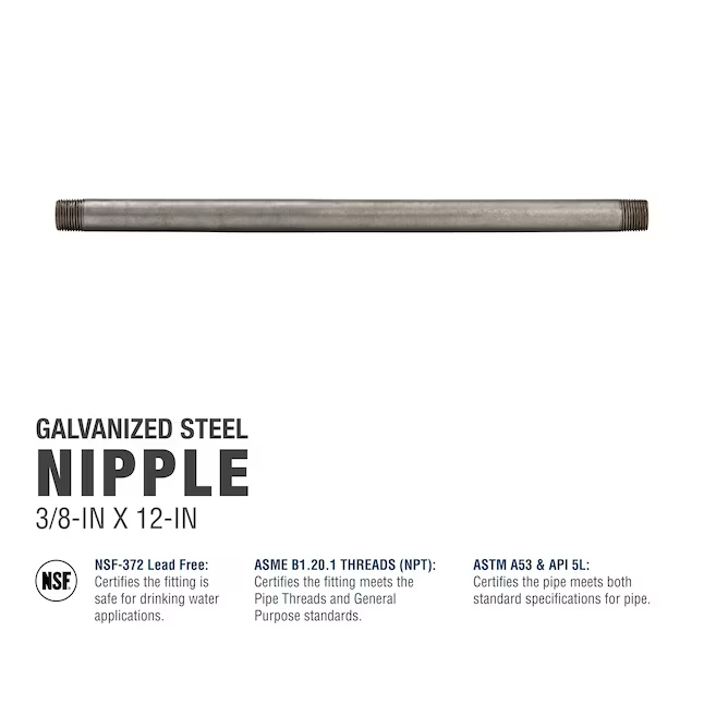 RELIABILT 3/8-in x 12-in Galvanized Nipple