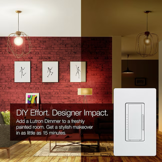 Lutron Maestro Single-pole/3-way LED Rocker Light Dimmer Switch, White