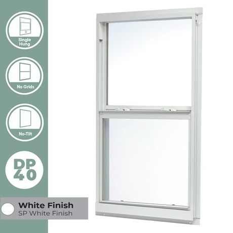 RELIABILT 46000 Series New Construction 35-1/2-in x 51-1/2-in x 2-5/8-in Jamb White Aluminum Low-e Single Hung Window Half Screen Included