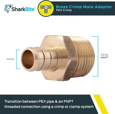 SharkBite 1/2 in. x 1/2 in. MNPT Brass Crimp Male Connector
