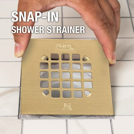 Oatey Snap-Tite Brushed Gold Square Stainless Steel Strainer