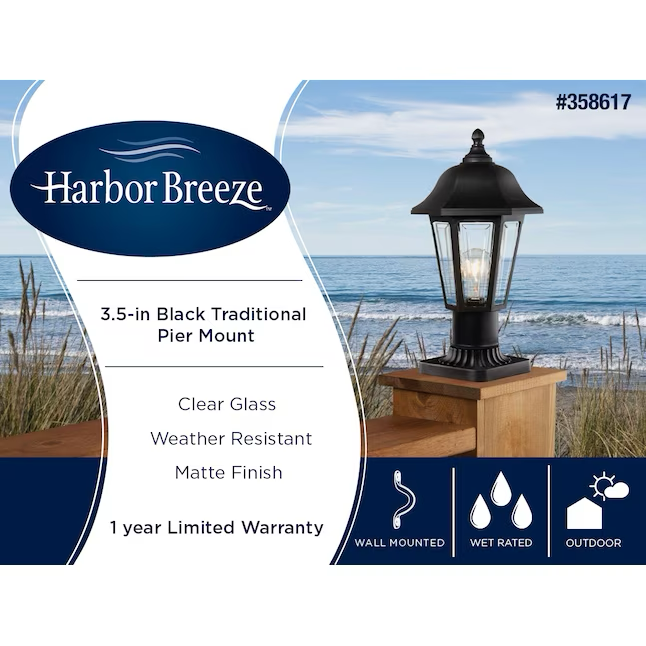 Harbor Breeze 3.5-in Black Traditional Outdoor Pier Mount