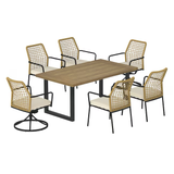 Origin 21 Clairmont Set of 4 Wicker Black Steel Frame Stationary Dining Chair with Off-white Cushioned Seat